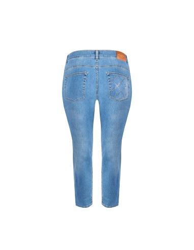 Jeans Curvy Skinny Elásticos Lavagem Média com Strass no Bolso Traseiro Rinascimento Curvy