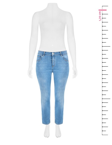 Jeans Curvy Skinny Elasticizzati Lavaggio Medio Con Strass Sulla Ta...