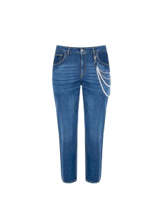 Jeans Curvy Straight Con Catena Di Perle Removibile Rinascimento Cu...