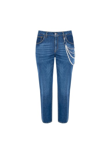 Jeans Curvy Straight Con Catena Di Perle Removibile Rinascimento Cu...