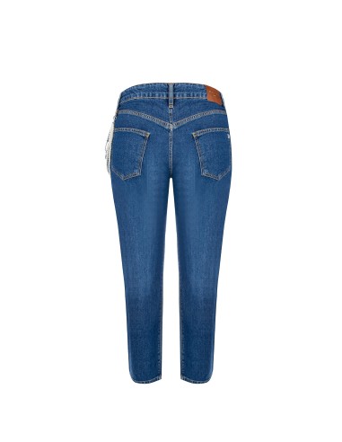 Jeans Curvy Straight Con Catena Di Perle Removibile Rinascimento Cu...