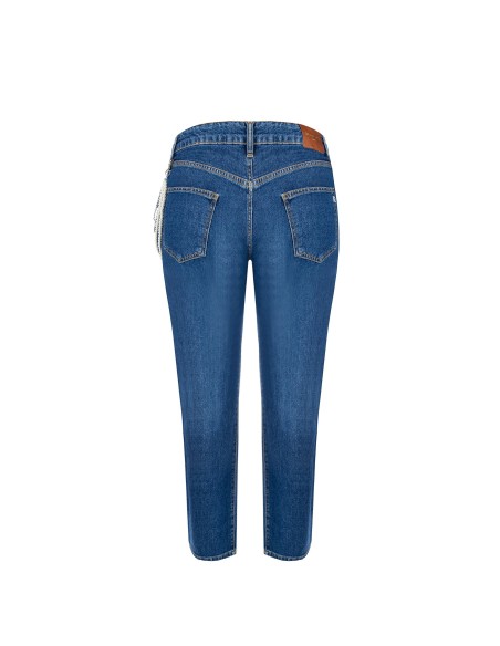 Jeans Curvy Straight Con Catena Di Perle Removibile Rinascimento Cu...