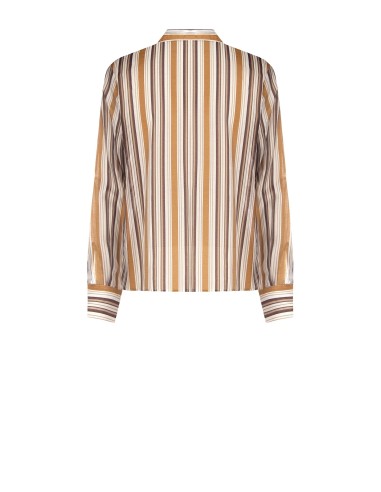 Camisa às riscas em lyocell ultraleve com maxi folhos Rinascimento