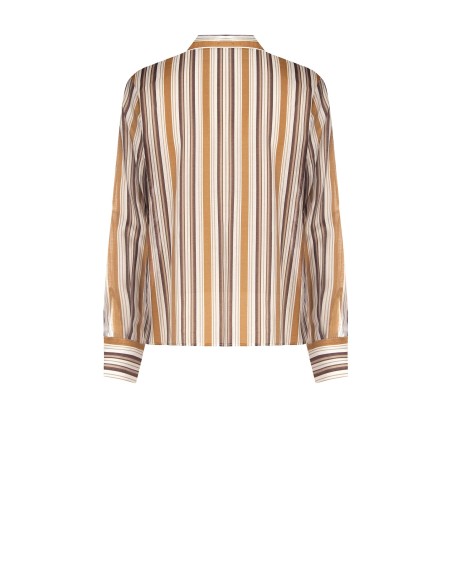 Camisa às riscas em lyocell ultraleve com maxi folhos Rinascimento