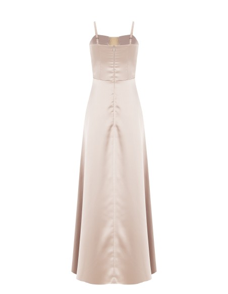 Vestido longo bustier em cetim com saia rodada Rinascimento