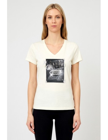 T-Shirt con Estampa e Strass Liu Jo