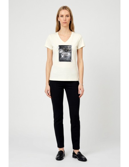 T-shirt com estampado e strass Liu Jo