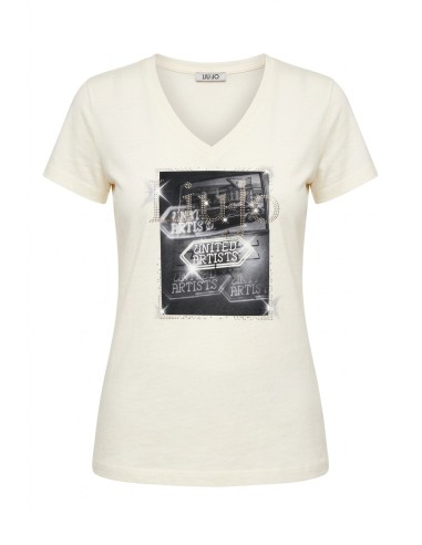 T-shirt com estampa e strass Liu Jo