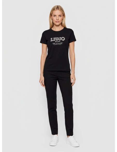 T-shirt com logótipo e pedras preciosas Liu Jo