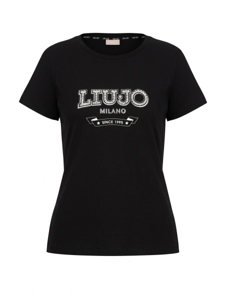 T-Shirt com logótipo e pedras preciosas Liu Jo