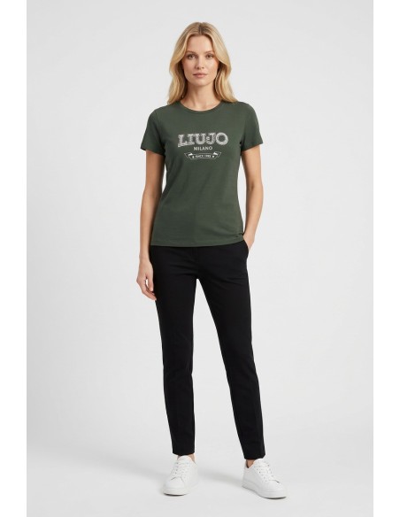 T-Shirt Con Logo E Pietre Preziose Liu Jo - Vestiti Firmati Life Sm...