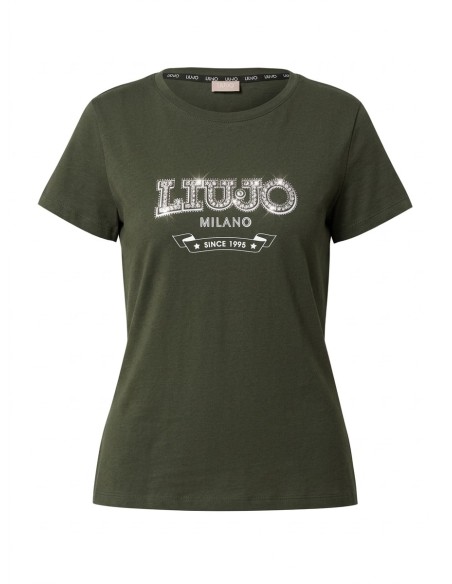 T-shirt com logótipo e pedras preciosas Liu Jo
