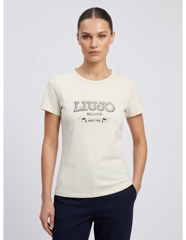 T-shirt com logótipo e pedras preciosas Liu Jo