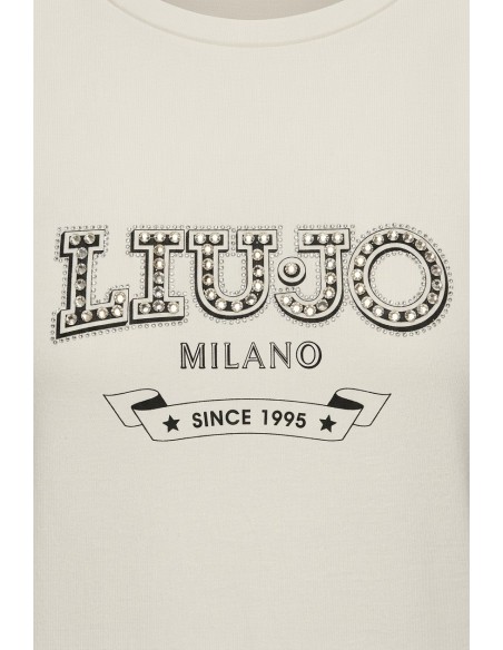 T-Shirt Con Logo E Pietre Preziose Liu Jo - Vestiti Firmati Life Sm...