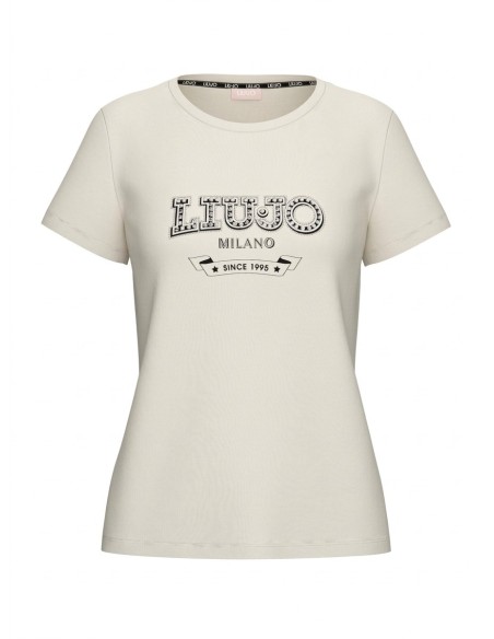 T-Shirt Con Logo E Pietre Preziose Liu Jo - Vestiti Firmati Life Sm...