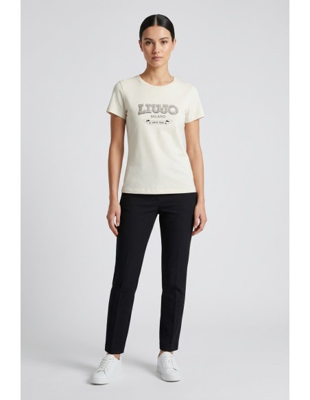 T-Shirt Con Logo E Pietre Preziose Liu Jo - Vestiti Firmati Life Sm...