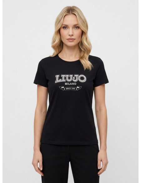 T-shirt com logótipo e pedras preciosas Liu Jo