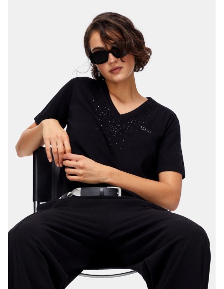 T-Shirt Con Strass Liu Jo - Vestiti Firmati Life Smiles