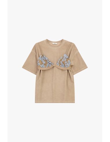 T-shirt de mangas curtas com detalhes florais aplicados Dixie