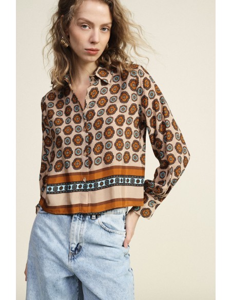 Camisa com Estampa Geométrica Viva Dixie