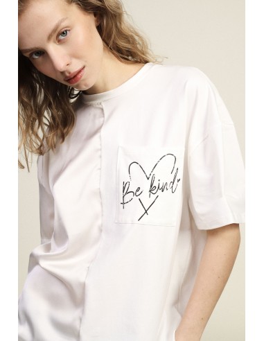 T-shirt de manga curta com escrita e borda em renda Dixie