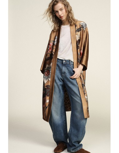 Casaco Duster Padrão Floral e Forro Animalier Dixie