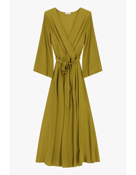 Vestido Midi Cruzado com Cinto na Cintura Dixie