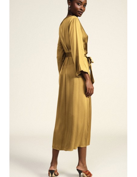 Vestido Midi Transpassado com Cinto à Cintura Dixie