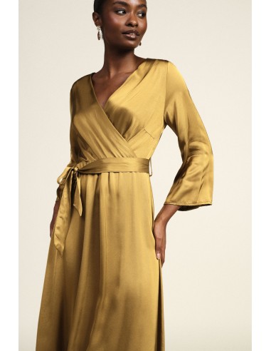 Vestido Midi Cruzado com Cinto na Cintura Dixie