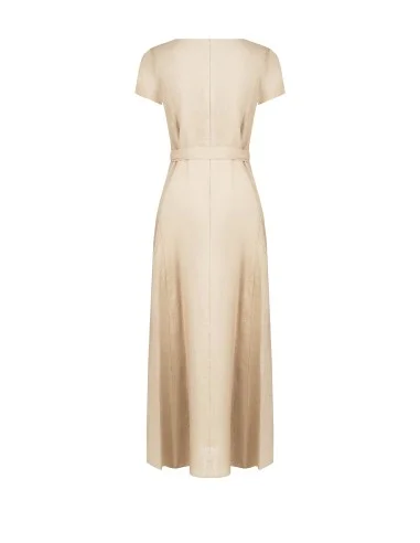 Vestido Longo Em Misto De Viscose E Linho Com Cinto Coordenado Rinascimento