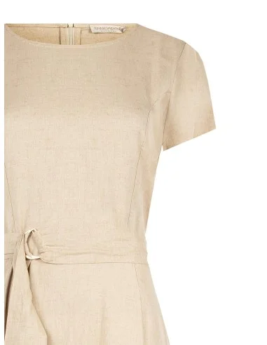 Vestido Longo Em Mistura De Viscose E Linho Com Cinto Coordenado Rinascimento