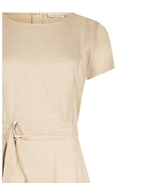 Vestido Longo Em Mistura De Viscose E Linho Com Cinto Coordenado Rinascimento