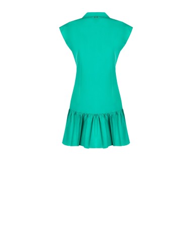 Vestido curto chemisier em corte trapézio com folho em algodão Rinascimento