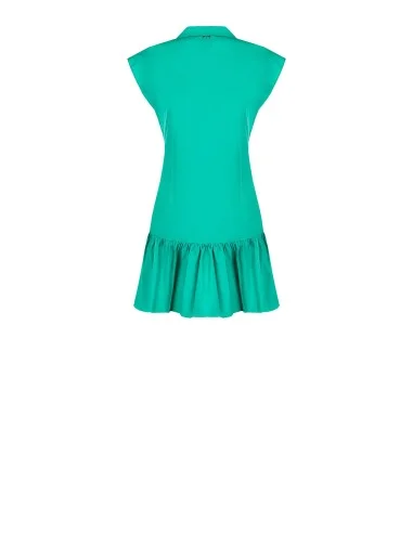 Vestido curto chemisier em corte trapézio com folho em algodão Rinascimento