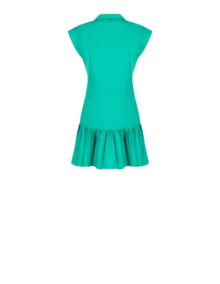 Vestido curto chemisier em corte trapézio com folho em algodão Rinascimento