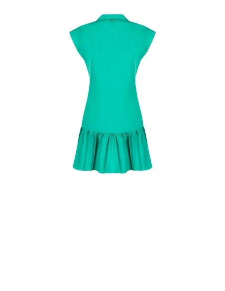 Vestido curto chemisier em corte trapézio com folho em algodão Rinascimento