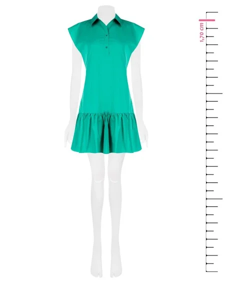 Vestido curto chemisier em trapézio com folho em algodão Rinascimento