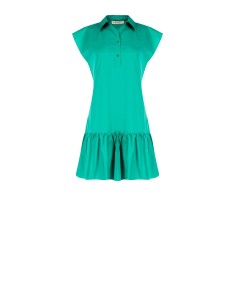 Vestido Curto Chemisier Em Trapézio Com Volante Em Algodão Rinascimento