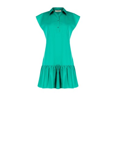 Vestido Curto Chemisier Em Trapézio Com Volante Em Algodão Rinascimento