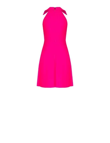 Vestido Curto Evasê Em Mistura De Viscose Ligeiramente Amarrotada Com Decote Em V Cruzado Rinascimento