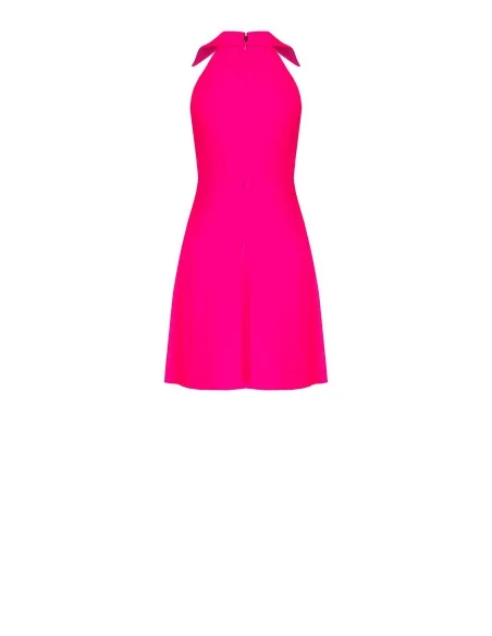 Vestido Curto Evasê Em Mistura De Viscose Ligeiramente Amarrotada Com Decote Em V Cruzado Rinascimento