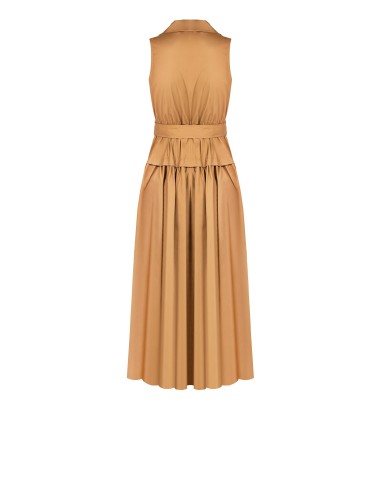 Vestido longo chemisier com saia rodada em algodão e cinto coordenado Rinascimento