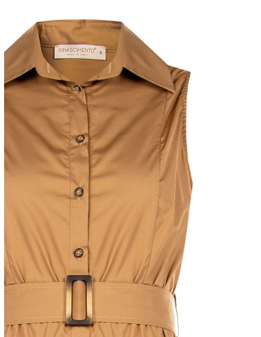 Vestido longo camiseiro em algodão com saia rodada e cinto coordenado Rinascimento