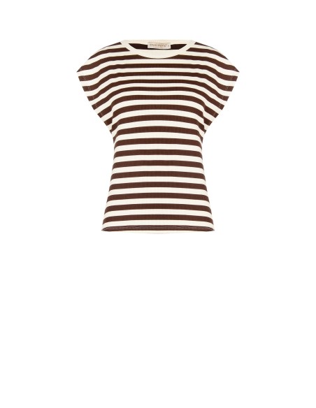 T-shirt de algodão canelado às riscas Rinascimento
