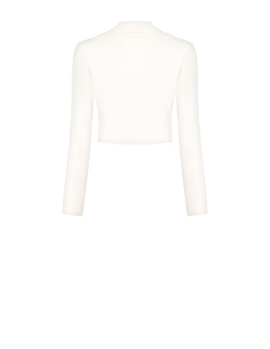 Blazer cinturado curto em tecido fluido com argolas na lapela Rinascimento