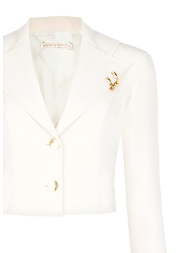 Blazer curto entalhado em tecido fluido com argolas na lapela Rinascimento