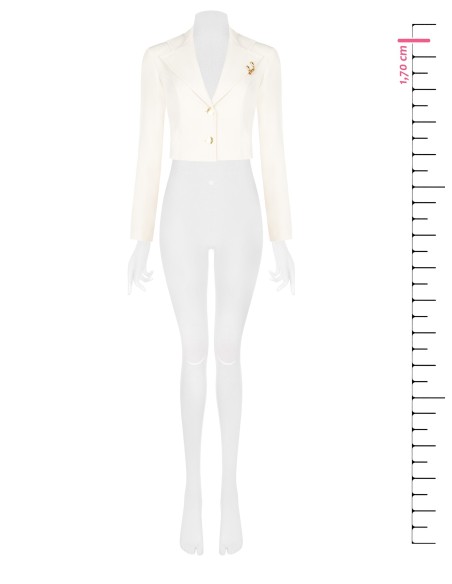 Blazer Curto Cintado Em Tecido Fluido Com Argolas Na Lapela Rinascimento