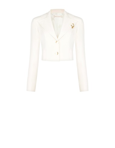 Blazer curto entalhado em tecido fluido com argolas na lapela Rinascimento