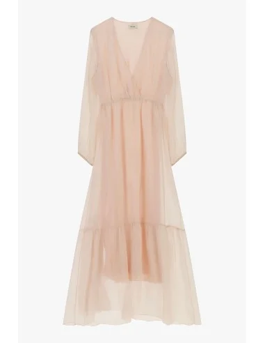 Vestido Longo Decote em V Manga Comprida Leve Dixie