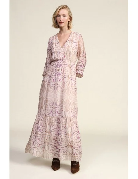 Vestido longo com estampa paisley e decote em V Dixie